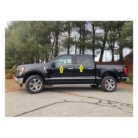 QAA Part WS61316 is a 4 Piece Stainless Steel Window Sill Trim Set That is Compatible for The Ford F-150 Crew Cab 2021-2022 Stainless Trim Covers The face of The Window sill only, Does not Cover top