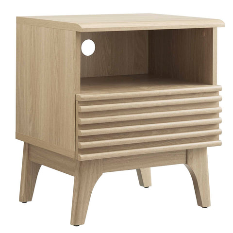 Modway Render Mid-Century Modern, One-Drawer Nightstand, Oak