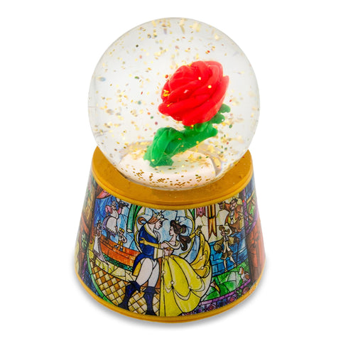 Disney Beauty and The Beast Mini Light-Up Adult Snow Globe with Glitter | 3 Inches Tall