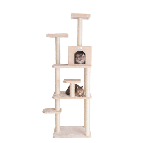 GleePet GP78740821 Cat Tree, 74-Inch, Beige