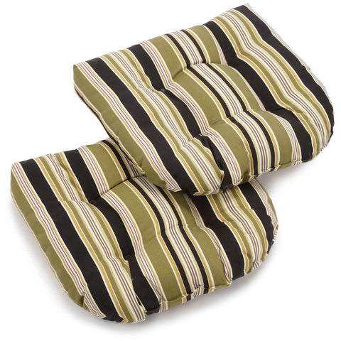 Blazing Needles Outdoor Spun Poly 19-Inch by 19-Inch by 5-Inch All Weather UV Resistant U-Shaped Cushions, Eastbay Onyx, Set of 2