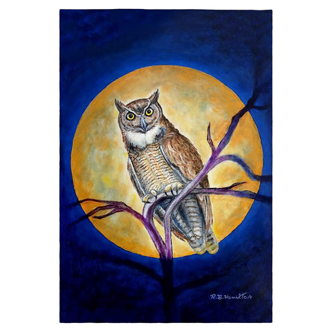 Betsydrake GT1172 20 x 20 in. Owl in Moon Guest Towel