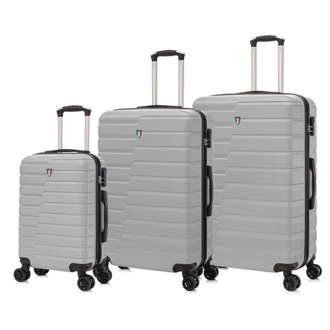 TUCCI Italy MARVELLO 3PC Hardside Luggage Set (20", 24", 28") - Silver