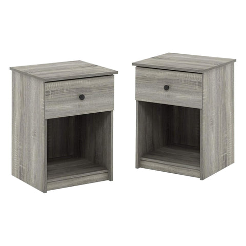 Oakestry Tidur Two Nightstand Drawer Set Two Bedside Table Bedroom Furniture Modern Storage Wooden End Stand (Knob, French Oak)