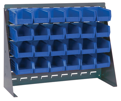 Quantum Storage Systems QBR-2721-210-24BL Ultra Bin Complete Bench Rack Package with 24 Ultra Bins, 27" x 8" x 21" , Blue