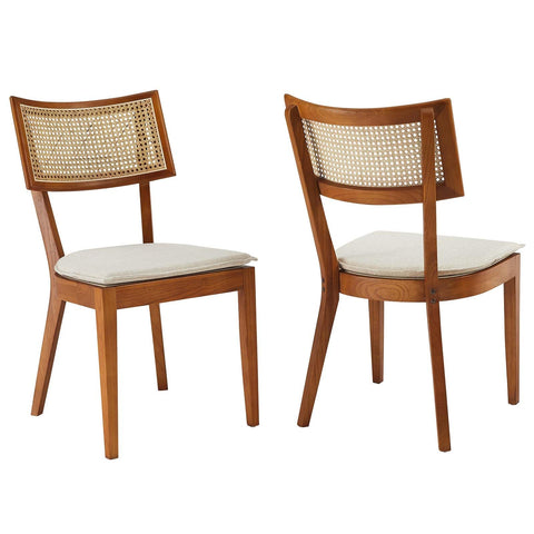 Modway EEI-6080-WAL-BEI Caledonia Fabric Upholstered Wood Dining Chair Set of 2, Walnut Beige