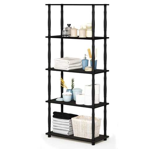 Furinno Turn-N-Tube 5-Tier Multipurpose Shelf / Display Rack / Storage Shelf / Bookshelf, Classic Tubes, Espresso/Black