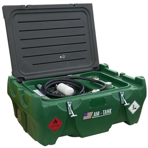 AM-TANK 58 Diesel Portable Tank - 58 Gallon, Fits Under Truck Tonneau Cover, 12V Pump, Particulate and Water Filter, 13ft Hose, Auto-Nozzle