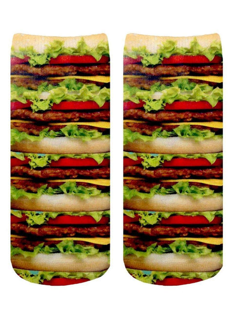 Living Royal Stacked Hamburgers Photo Print Crew Socks