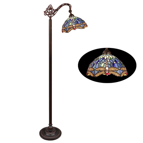 Chloe Lighting SUNNIVA Dragonfly-Style 1-Light Dark Bronze Finish Reading Floor Lamp 11" Shade