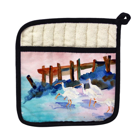 Betsy Drake PT173 White Ibises Pot Holder