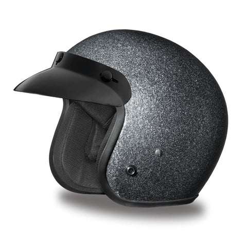 Daytona Metal Flake D.O.T. Approved 3/4 Shell Cruiser Motorcycle Helmet - Gun Metal / X-Large