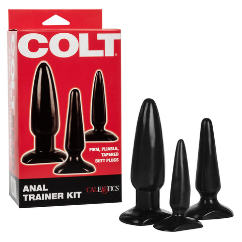 CalExotics Colt Anal Trainer Kit - 3 Piece Male Butt Plug Set - Waterproof Fetish Sex Toys for Couples - Black