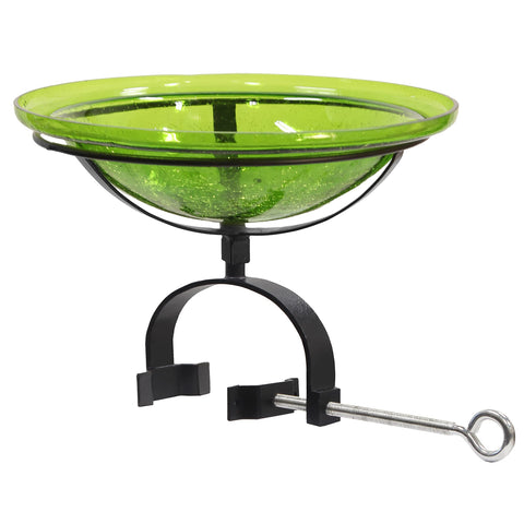 Achla Designs 201-1021 12" Fern Green Crackle Glass Rail Bracket Birdbath