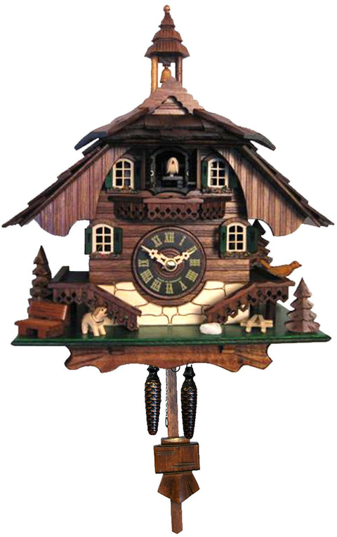 ENGSTLER 444QM Battery-Operated Cuckoo Clock - Full Size - - 10.5"" H x 9"" W x 6.5"" D
