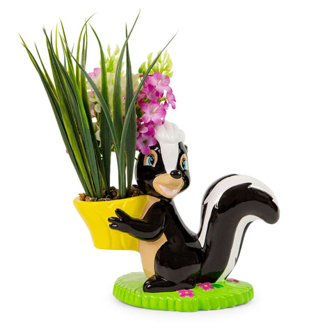 Silver Buffalo Disney Bambi Flower Skunk 6-Inch Ceramic Planter with Artificial Succulent | Faux Indoor Plants for Desk Shelf