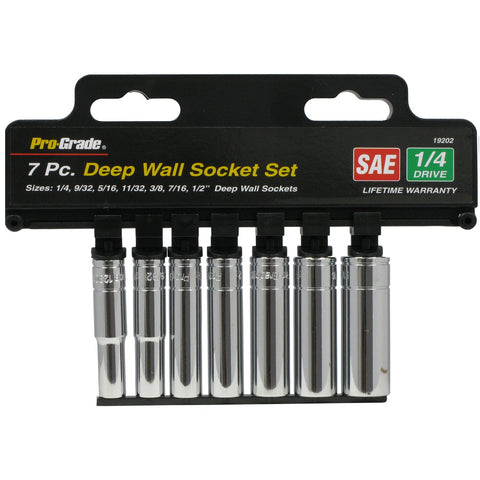 7 PC. 1/4" DR. SAE DEEP SOCKET SET W/RAIL