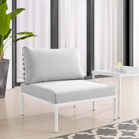 Modway Harmony Outdoor Patio Basket Weave Armless Chair in Tan Gray