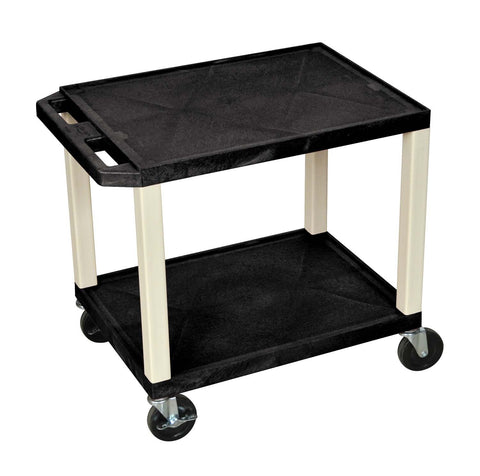 LUXOR WT26 26"H AV Cart - Two Shelves - Black Legs, 4" Silent-Roll, Full-Swivel Heavy-Duty Casters, Two with Locking Brake, Multipurpose Storage for Video Projector, TV, Laptop, Printer Stand