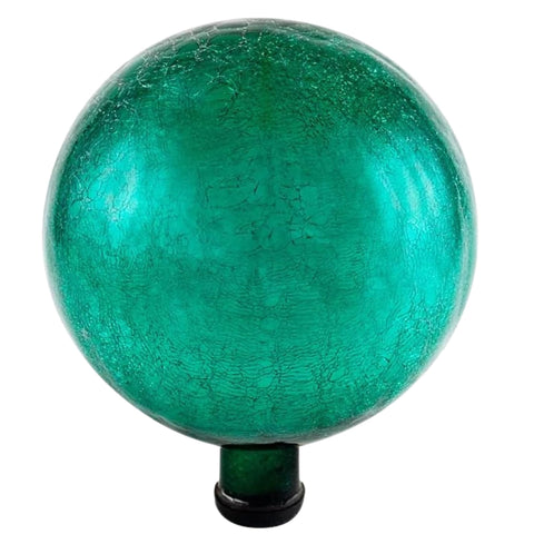 Oakestry 10" Crackle Glass Gazing Globe – Emerald Green, Hand-Blown Mirrored Garden Ball for Yard, Patio & Outdoor Décor