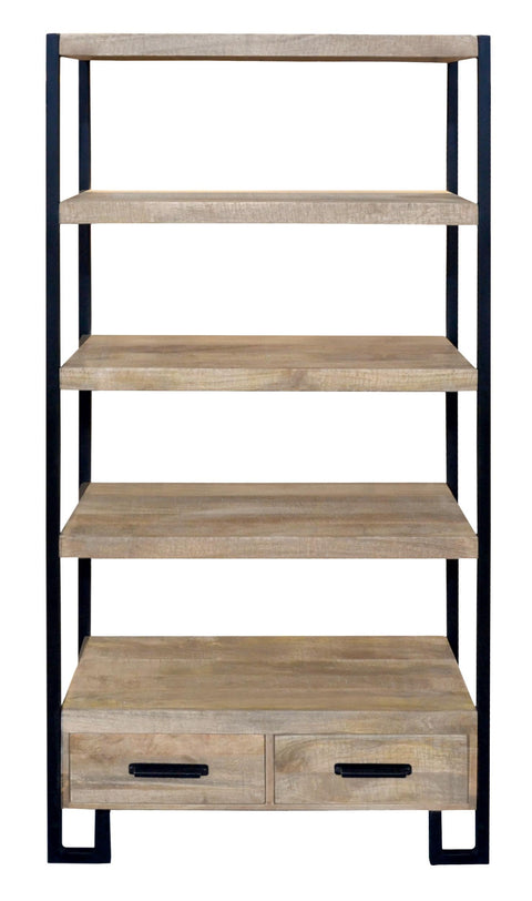 Moti Anaheim Katy 2-Drawer Bookcase in Modern Brown Finish on Solid Wood