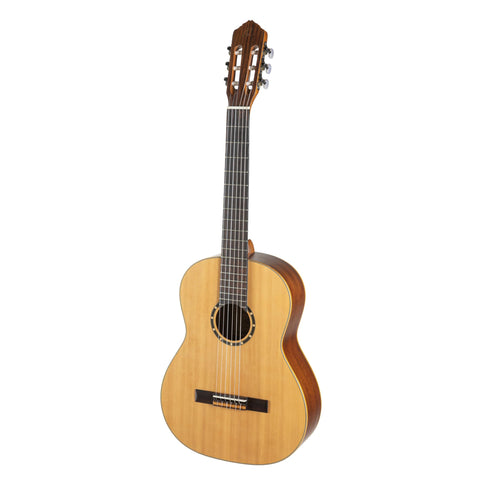 Ortega Guitars 6 String Family Series Full Size Left-Handed Nylon Classical Guitar w/Bag, Spruce Top-Natural-Satin, (R121L)