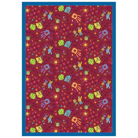 Joy Carpets Playful Patterns Scribbles Area Rug, Red