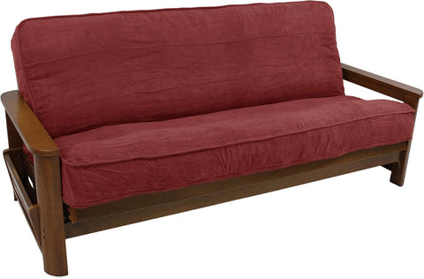 Blazing Needles Solid Microsuede Double Corded 8" to 9" Futon Cover, Full, Red Wine