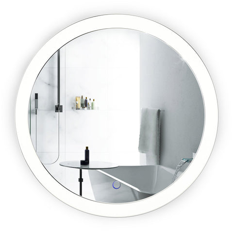 LED Bathroom Round Mirror 22 Inch Diameter | Lighted Vanity Mirror Dimmer & Defogger + Silver Backed Glass | |
