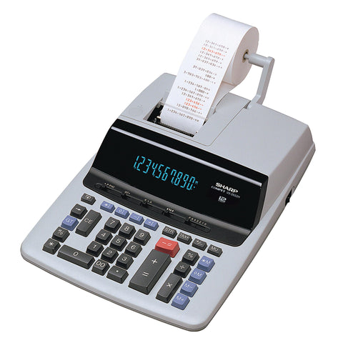 Sharp 12-Digit Print Calculator Desktop Size Adding Machine, Perfect for Everyday Use and Office, Bright, Large Easy-to-Read Numbers on Both The Display and The Two-ColorPrinted Tape (VX-2652H)
