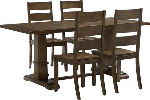 Crosley Furniture Joanna 5-Piece Modern Farmhouse Dining Table Set for 4 with Ladderback Chairs, Dark Oak