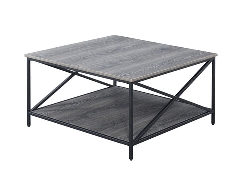 Convenience Concepts Tucson Metal Square Coffee Table, Weathered Gray / Black
