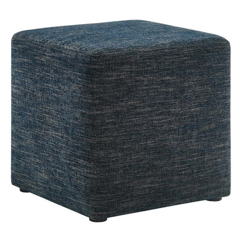 Modway Callum 17 Inch Square Ottoman in Heathered Weave Azure - Woven Heathered Fabric - Upholstered Ottoman for Living Room, Ottoman Side Table, Vanity Seat - Accent Table or Footrest Ottoman