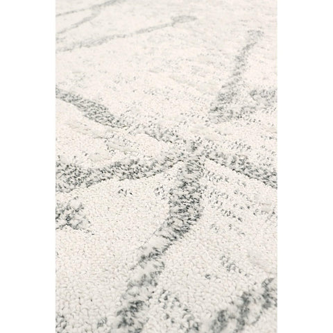 Pasargad Home Sutton Collection Geometric Rug- Soft Polypropylene & Polyester Living Room, Bedroom, Home Area Rug, 2' 7" X 8' 0", Ivory/Grey