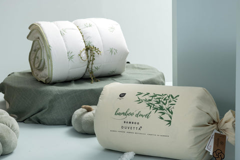 BATAMEX Duvetta Bamboo Comforter with Cotton Fabric Cover -All Season Useable- Machine Washable Duvet-Medium Weight Quilt (Queen (U.S. Standard))
