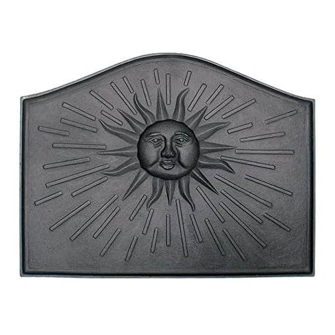 Oakestry Sun Cast Iron Fireback Heavy-Duty Fireplace Heat Reflector with Sun Design, Durable Black Finish, Simple & Sturdy Construction, Protects Firebox Wall, 24 x 0.25 x 18 Inches