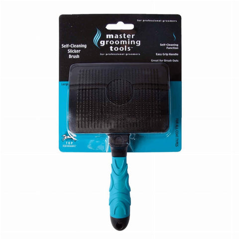 Master Grooming Tools MGT Self-Cleaning Slicker Brush L Blu