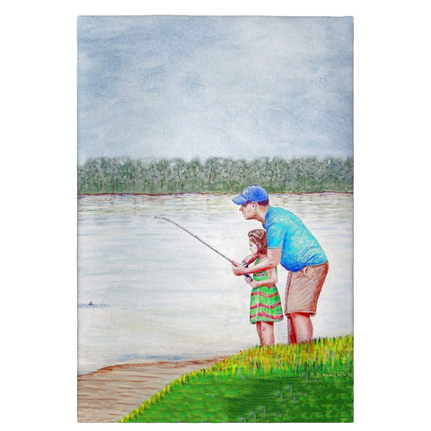 Betsy Drake GT723 Learning to Fish Guest Towel