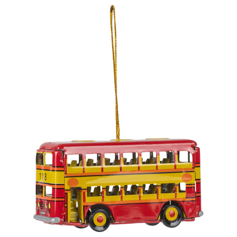 Alexander Taron AT4 Collectible Tin Ornament-Doubledecker Bus-1.5" H x 2" W x 3" D, Red