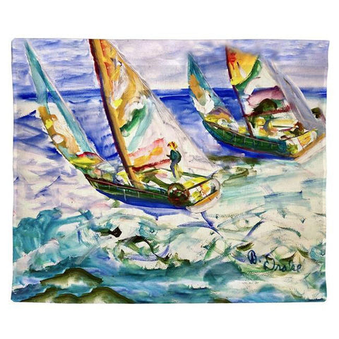 Betsy Drake TP1444 24 x 30 in. Sailboats Tacking Outdoor Wall Hanging
