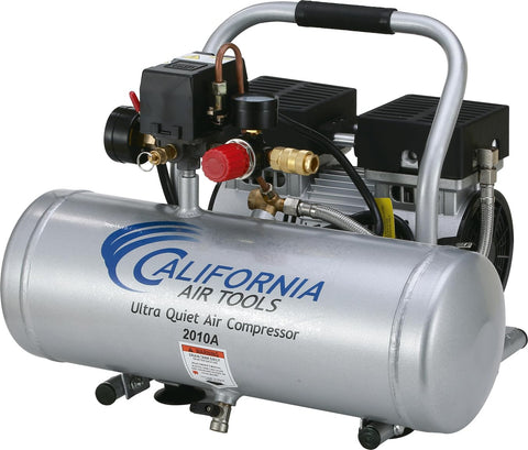 California Air Tools 2010A 1.0 HP Ultra Quiet and Oil-Free Air Compressor, 2 Gallon Aluminum Tank, 60 dBA Noise Level, Silver