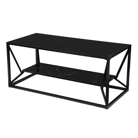 SEI Furniture Argall Glass-Top Cocktail Table w/Storage, Black