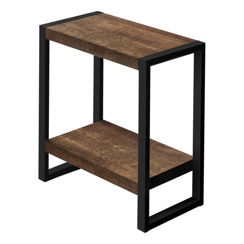 Monarch Specialties 2852, Side, End, Nightstand, Lamp, Living Room, Bedroom, Laminate, Contemporary, Modern Accent Table-Brown Reclaimed Wood-Look/Black Metal, 23.75" L x 12" W x 23.75" H