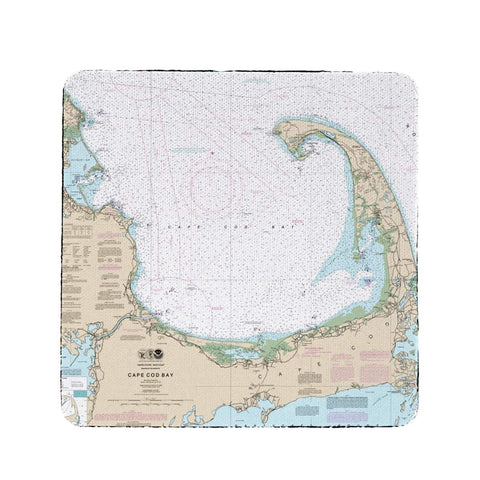 Betsy Drake CT13246 4 x 4 in. Cape Cod Bay44; MA Nautical Map Coaster - Set of 4