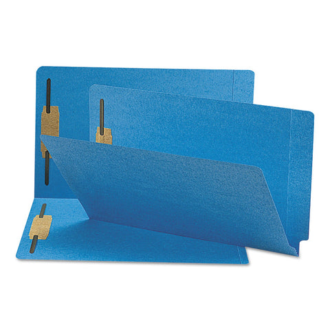 Smead End Tab Fastener File Folder, Shelf-Master® Reinforced Straight-Cut Tab, 2 Fasteners, Legal Size, Blue, 50 per Box (28040)