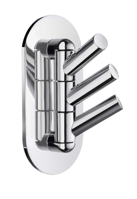 TRIPLE HOOK SWIVEL, SELF ADHESIVE CHROMED SS