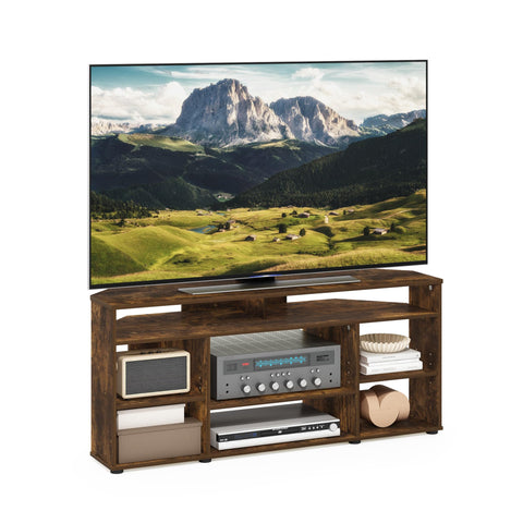 Furinno Jensen Corner TV Stand TV up to 55 Inches Amber Pine