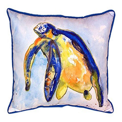 Betsy Drake Blue Sea Turtle-Left Indoor/Outdoor Pillow, 20" x 24"