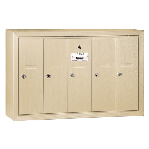 Vertical Mailbox (Includes Master Commercial Lock) - 5 Doors - Sandstone - Surface Mounted - Private Access