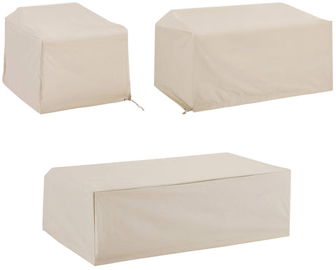 3Pc Outdoor Furniture Cover Set Tan - Loveseat, Chair, & Coffee Table